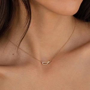 Collar de plata de ley S925, colgante geométrico entrelazado chapado en oro de 14 quilates, cadena de clavícula <span class=keywords><strong>Simple</strong></span> para mujer, regalos de joyería de boda - Product Image 5