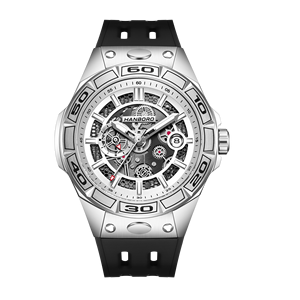 Montre mécanique automatique pour homme HANBORO, boîtier en acier inoxydable, cadran en <span class=keywords><strong>cristal</strong></span> saphir, série Mech, bracelet en silicone à libération rapide - Product Image 3