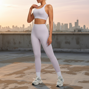 ชุดโยคะสีพื้นเนื้อผ้าระบายอากาศกระชับรูปร่าง ป้องกันการกระแทก ยกกระชับสะโพก เหมาะสำหรับพิลาทิส วิ่งออกกำลังกาย สำหรับผู้หญิง ดีไซน์รัดเอว - Product Image 1