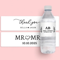 Étiquettes personnalisées pour bouteilles d'eau de mariage, autocollants imperméables sur mesure pour les cadeaux de réception, enveloppes de bouteilles modernes avec monogramme