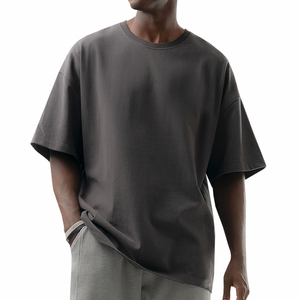 T-shirts décontractés à épaules tombantes de créateur, 100 % coton premium, coupe oversize, fabricant de t-shirts amples et épais - Product Image 2