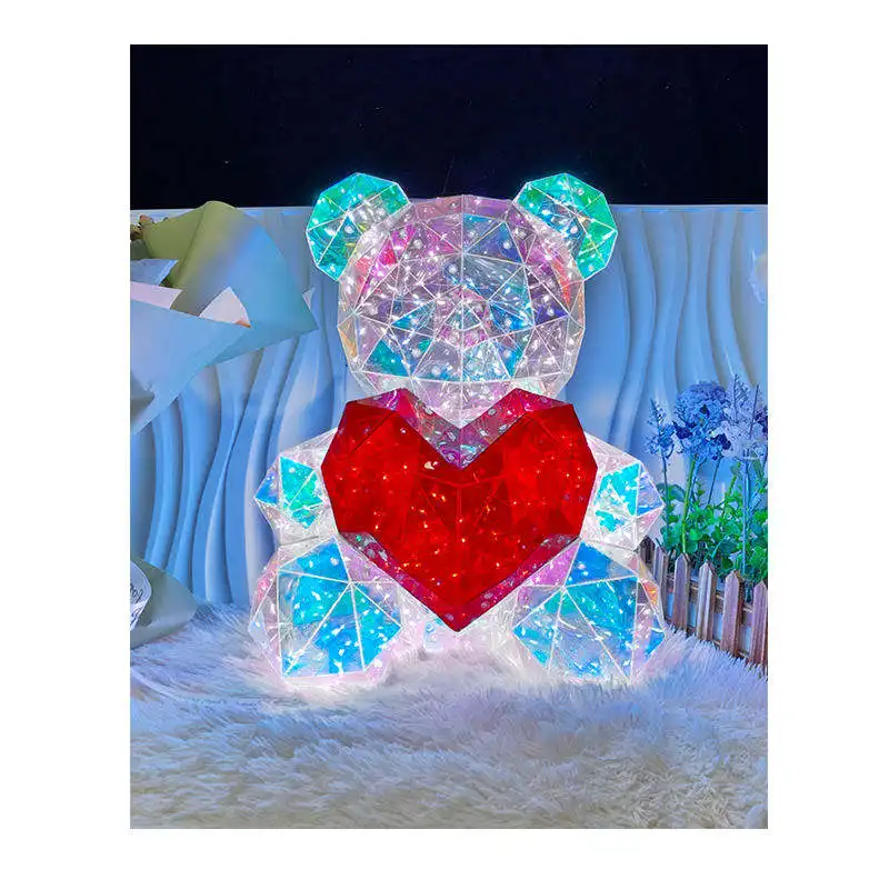 Creative Colorful Glowing Teddy Bear Dolls Christmas Birthday Gift for Girls for Wedding Anniversary or Girlfriend Gift
