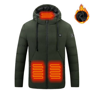 Veste chauffante imperméable d'hiver légère et personnalisée pour hommes avec capuche amovible et alimentation USB - Product Image 1