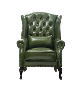Cloué bras en <span class=keywords><strong>cuir</strong></span> pu wingback déclaration chaise antique <span class=keywords><strong>vert</strong></span> <span class=keywords><strong>vintage</strong></span> en <span class=keywords><strong>cuir</strong></span> bouton tufté canapé <span class=keywords><strong>fauteuil</strong></span> - Product Image 1