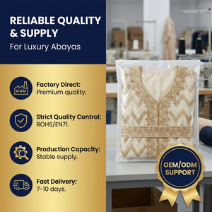 ชุดอาบายะแบบเปิดสองชิ้น ดีไซน์หรูหราสำหรับผู้หญิง แขนเสื้อคิโมโน เหมาะสำหรับงานเฉลิมฉลอง สไตล์เรียบร้อย รับผลิตแบบ OEM - Product Image 6