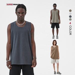 男性用タンクトップス100% コットン酸洗浄ヴィンテージ - Product Image 1