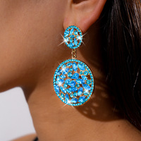 Boucles d'oreilles pendantes double cercle ajourées en alliage avec zircone cubique, style vintage bohème, bijoux fantaisie, vente en gros, cadeau