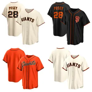 Großhandel 28-POSEY-Orange-Schwarz-Beige San Francisco Giants Baseballtrikot