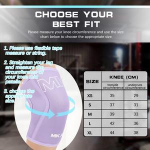 एमकेएएस उच्च गुणवत्ता वाले कस्टम लोगो भारोत्तोलन शक्ति प्रशिक्षण घुटने की आस्तीन महिलाओं के लिए सांस लेने योग्य टिकाऊ लोचदार घुटने ब्रेस - Product Image 2