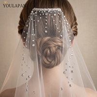YouLaPan V169 mode mariée couche unique bout des doigts Long voile haut fête mariage court voile avec strass étincelants