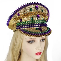 Chapeau de fête unisexe style Y2K avec paillettes et strass pour carnaval, anniversaire, Burning Man, rave, costume de Mardi Gras