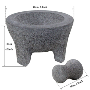 Mortero de Piedra para <span class=keywords><strong>Guacamole</strong></span>, <span class=keywords><strong>Molcajete</strong></span> Mexicano, Mortero y Maja de Granito Natural para Moler - Product Image 2