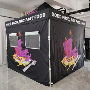 선샤인 맞춤형 블랙 프린트 로고 창 10x10 캐노피 텐트 벽 야외 비즈니스 바베큐 전시회 텐트