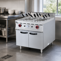 Cuisinière à pâtes professionnelle au gaz avec armoire de rangement, en acier inoxydable, à paniers multiples, pour la cuisson des nouilles