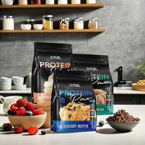 שקיות אריזה מפלסטיק עמידות בפני לחות עם תחתית שטוחה להדפסה בהתאמה אישית, לאריזת אבקת חלבון מי גבינה, מזון, תוספי סוכר וחלבון, במשקל 1 ק\\\"ג ו-5 ק\\\"ג. - Product Image 3