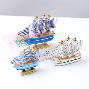 Decoraciones para Pastel de Veleros Mystic Arts, Velas Rayadas en Azul y Blanco, Adornos para Repostería de Estilo Mediterráneo Hechos a Mano - Product Image 2