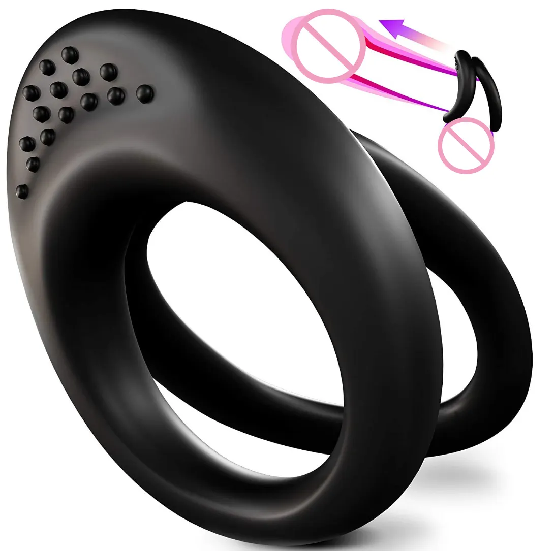 L'anello elastico del doppio cazzo del silicone ingrandisce il giocattolo adulto del sesso dell'eiaculazione di ritardo del pene
