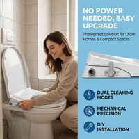 Couvercle de toilette bidet manuel de luxe en forme de D, design ultra-mince, anti-choc, pression d'eau réglable pour l'hygiène personnelle