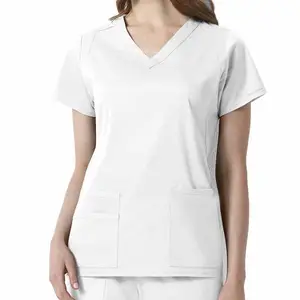 定制彩色女性磨砂套装时尚医疗护士医院制服亲肤白色护士制服设计