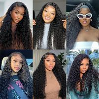 Pelucas de Cabello Humano con Ondas Profundas, Rizadas, con Encaje Frontal 13x6 13x4 para Mujer Negra, Línea de Cabello Pre-Arrancada, Alibaba