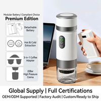 Machine à expresso portable Kingze OEM avec logo personnalisé, batterie détachable, machine à café à capsules, marque privée avec étui de transport