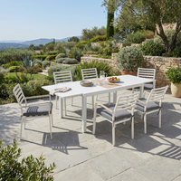 Ensemble de salle à manger extensible moderne pour l'extérieur, 7 pièces, structure en aluminium thermolaqué, table et chaises extensibles pour villa, jardin, parc