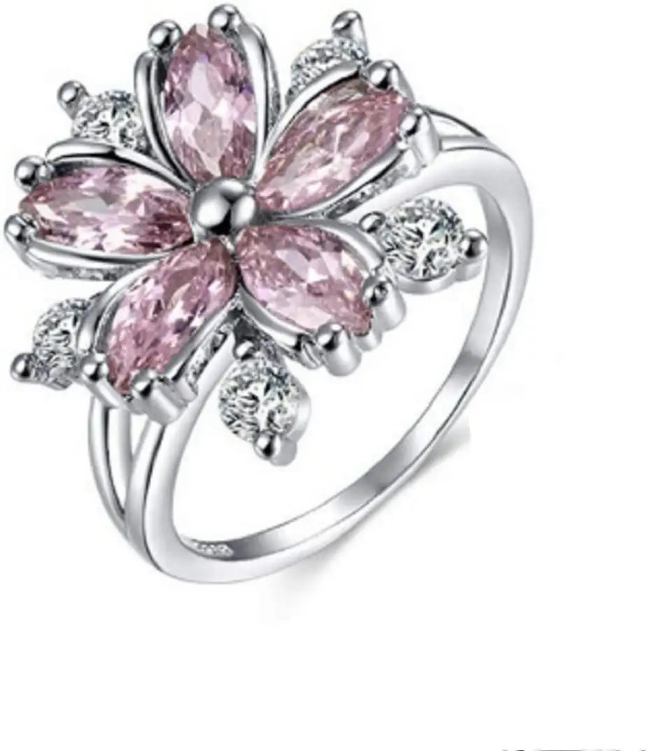 Fine Jewelry Custom OEM Luxury 925 Sterling Silver White CZ Jewellery Vintage Style Design Flower Rings For Womens
