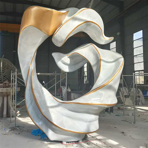 Escultura de Acero Inoxidable, Abstracta, Circular, para Montar en el Suelo, Adorno de Arte Metálico para Exteriores - Product Image 1