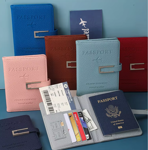 Çok Fonksiyonlu Hırsızlık Önleyici Pasaport Bilet Tutucu Deri PU Deri Pasaport Tutucu Seyahat Çantası Etiketi Hediye Seti Kalemli - Product Image 4