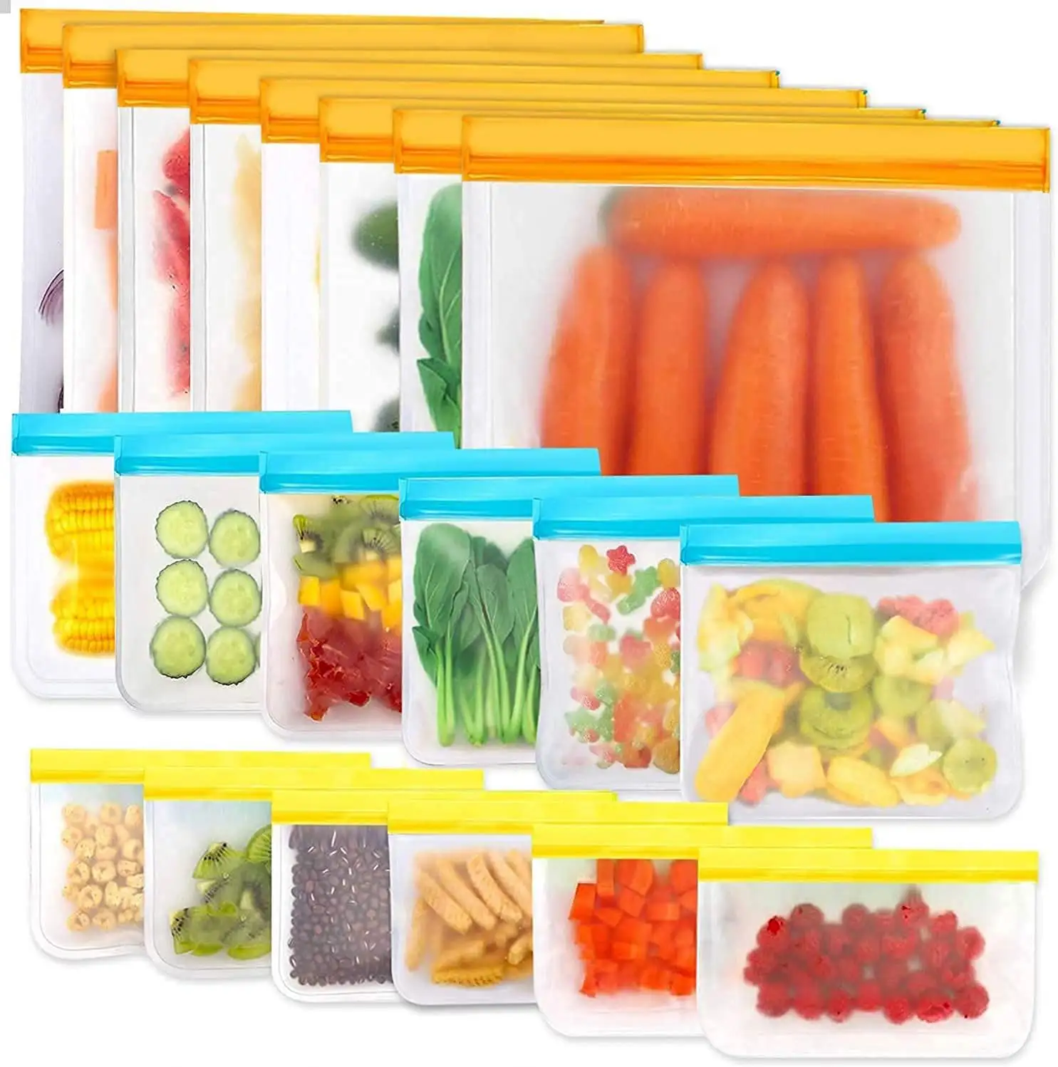 Reusable recyclable eco friendly freezer storage food sealing silicone bag