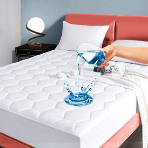 Mikrofiber 100% su geçirmez kapitone yatak örtüsü ped koruyucu emici Topper Cal kral beyaz renk - Product Image 1