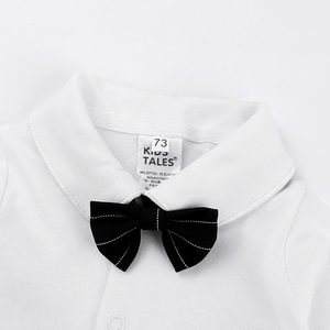 Ensemble 3 pièces en coton de haute qualité pour bébés garçons : chemises blanches formelles, salopettes et nœuds papillon, style gentleman pour fête d'anniversaire - Product Image 3
