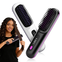 Produits tendance : Brosse lissante sans fil, mini peigne chauffant électrique portable à ions négatifs en céramique pour voyage