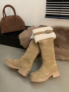 Stivali lunghi con capelli di agnello staccabili per 2023 <span class=keywords><strong>donna</strong></span> autunno/inverno nuove suole spesse alla moda stivali al ginocchio scarpe da <span class=keywords><strong>donna</strong></span> 2023 - Product Image 5
