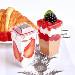 3oz Square Mini Dessert Cups with Lids 90ml Clear Plastic Shooter Cups for Party Yogurt <strong>Parfait</strong> Cheesecake <strong>Pudding</strong> Appetizers - Product Image 3