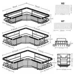 Organisateur de douche mural adhésif 5 pièces avec <span class=keywords><strong>porte</strong></span>-<span class=keywords><strong>savon</strong></span> et <span class=keywords><strong>porte</strong></span>-brosse à dents - Product Image 5