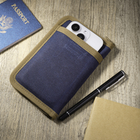 Kustom tahan air berkelas wax kain kanvas ritsleting keras dompet penutup Notebook dengan ritsleting pemegang pena
