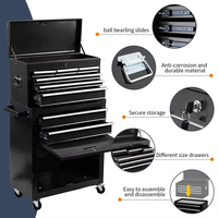 Armoire de rangement d'outils roulants à 6 tiroirs Boîte à outils supérieure détachable-Chariot à outils en métal à roues verrouillables universelles