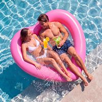 Grand matelas flottant gonflable en forme de cœur rose pour piscine, hamac aquatique en maille PVC, chaise longue flottante pour adultes, idéal pour l'été