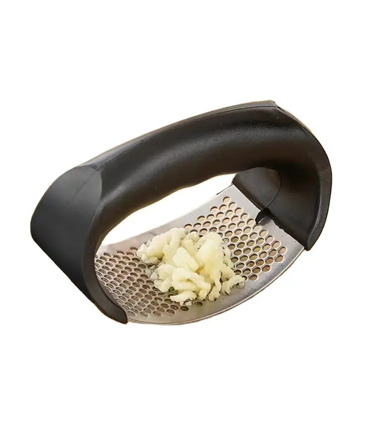 Premium garlic presser tool easily pressed stainless steel ginger crusher garlic press with soft easy-squeeze ergono