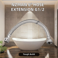 Meilleure vente Rallonge de tuyau flexible de 6 pouces Raccordement de ligne d'eau SUS G1/2 femelle G1/2 mâle Connecteur d'alimentation de robinet