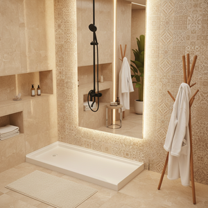 Nouveautés 2026 Prix d'usine Rehausseur <span class=keywords><strong>de</strong></span> <span class=keywords><strong>douche</strong></span> rectangulaire blanc en SMC 60x30x4 pouces <span class=keywords><strong>pour</strong></span> salle <span class=keywords><strong>de</strong></span> bain d'hôtel avec drainage - Product Image 1