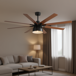 Ventilador de Techo LED de 52 Pulgadas, 8 Aspas de Doble Color, Motor DC, Control Remoto, Diseño Moderno, Luz de 6 Velocidades, 35W, 2700K, Blanco Cálido - Product Image 2