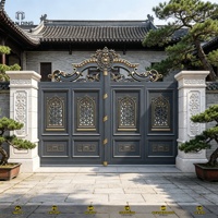 Portail battant double coulissant de style européen en aluminium thermolaqué, durable, pour villa, entrée principale, garantie 5 ans