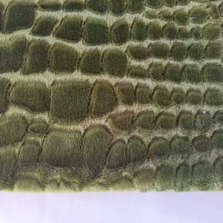 customized high quality fabric toys Crocodile pattern long pile pv fleece velvet plush fabric for making toys