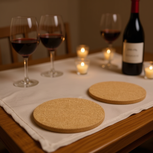 Sottobicchieri Rotondi in Sughero ILAN 15Cm 12 Pezzi Finitura Naturale Decorazioni da Tavola - Product Image 2