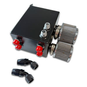 GT Schwarze Aluminium-Ölabscheider mit 6 X 10 Zoll Männlichen Anschlüssen <span class=keywords><strong>3</strong></span> X Entlüftungsfilter Kompatibel mit Honda Civic/Integra Motoren - Product Image 1