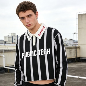 เสื้อยืดโออีเอ็มแบบกำหนดเองสำหรับผู้ชาย ปักลายสี่เหลี่ยม ลายทาง พิมพ์ลายสกรีน ลุคสบายๆ แขนยาว ตัดสั้น - Product Image 3