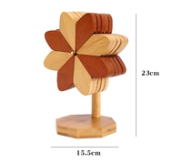 Nouvelle conception 2025, sous-verres écologiques en forme de moulin à vent, ensemble de dessous-de-plat en bois, résistants à la chaleur, pour tasses à eau chaude, plats, supports de téléphone