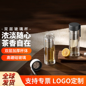 Gobelet en verre à double paroi 400 ml avec infuseur à thé et bouchon à vis pour les voyages - Product Image 2